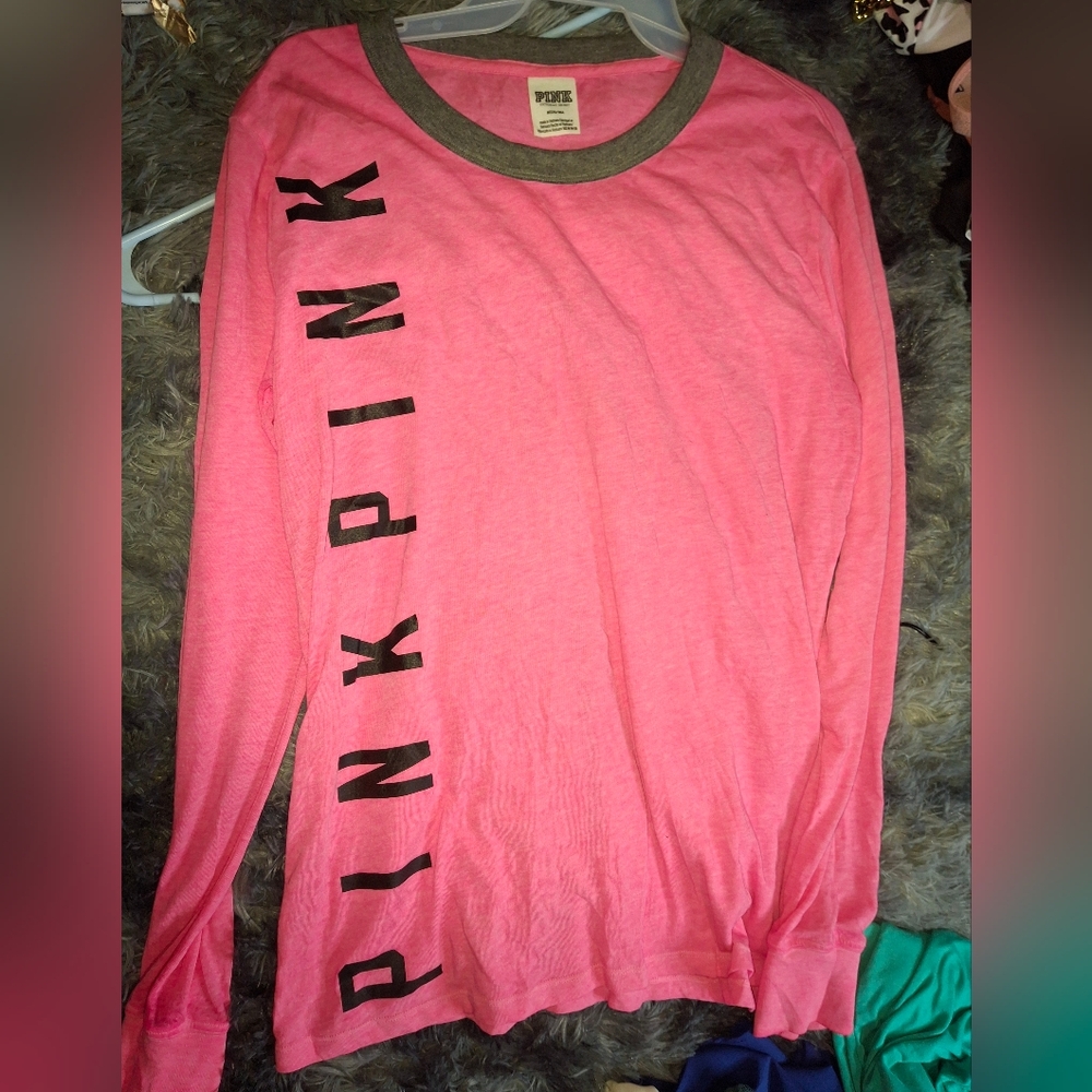 PINK Victoria's Secret Coral Long Sleeve Tee